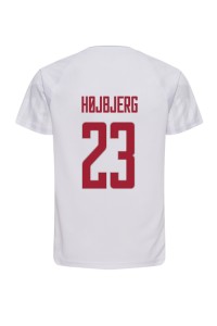 Denemarken Pierre-Emile Hojbjerg #23 Voetbaltruitje Uit tenue WK 2022 Korte Mouw